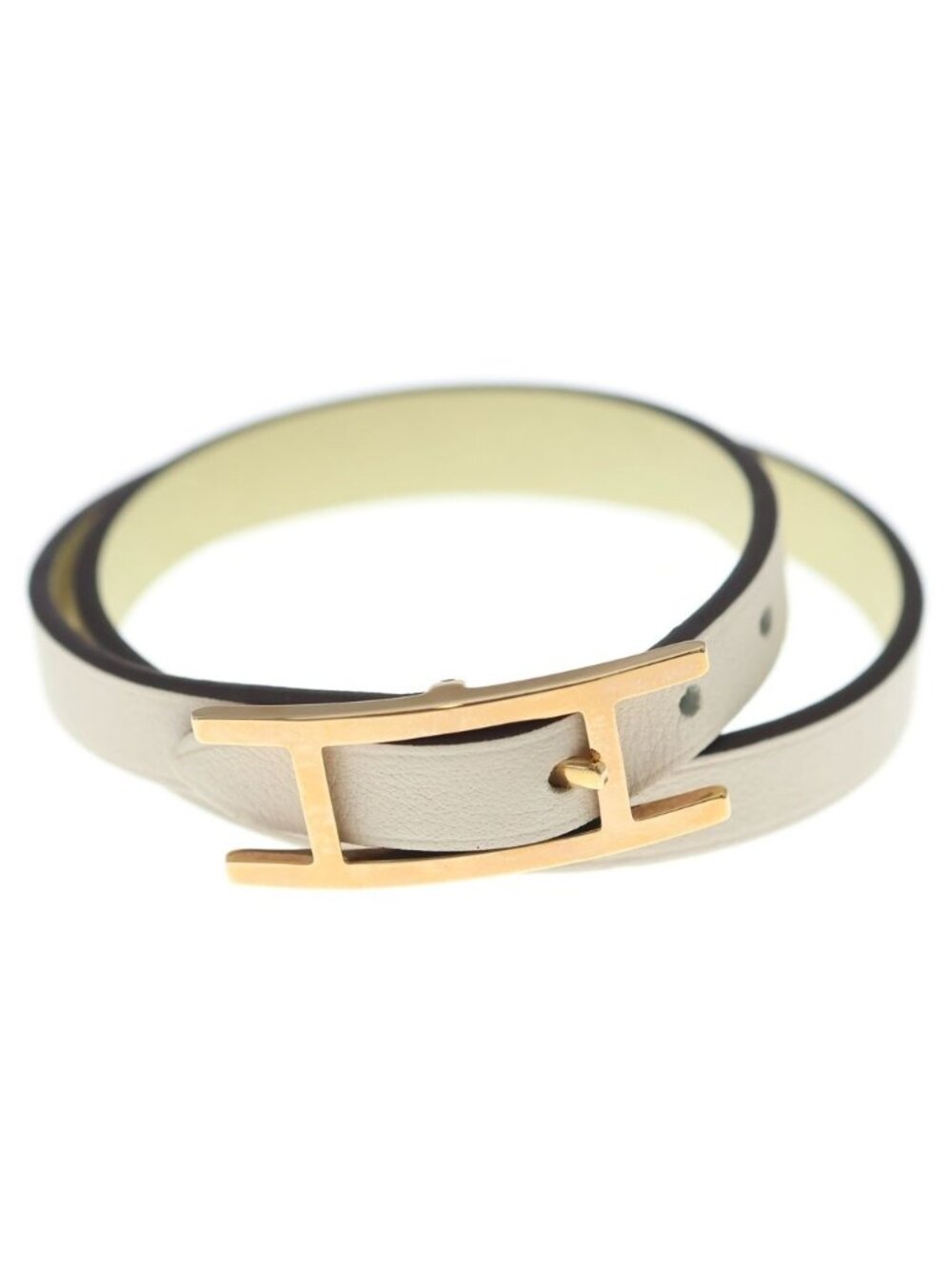 Hermes Bracelet Hapi 3 Leather White Pink Gold